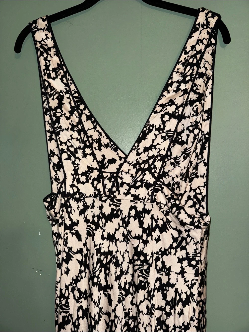 Free People Oh La La Bias Midi Dress in a black and cream floral print 10